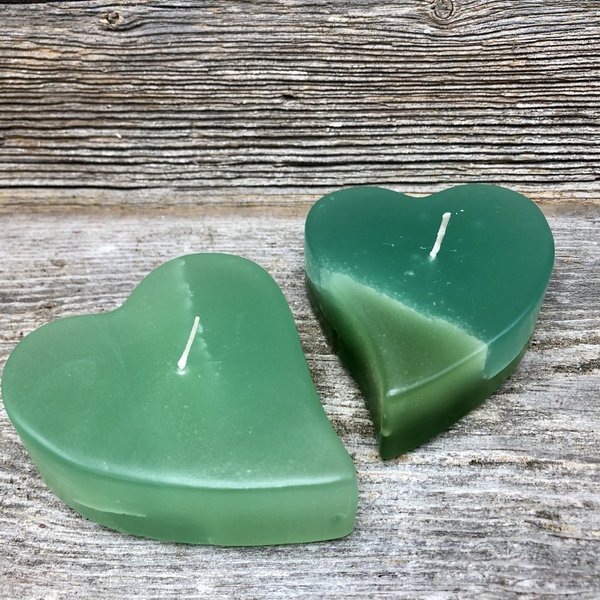 Sydänkynttilät vihreä, 4 kpl:n lahjapakkauksessa